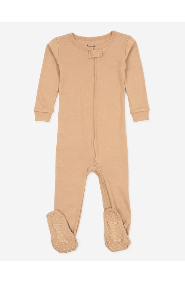 Leveret Footed Solid Cotton Matching Family Pajamas, Main, color, Beige