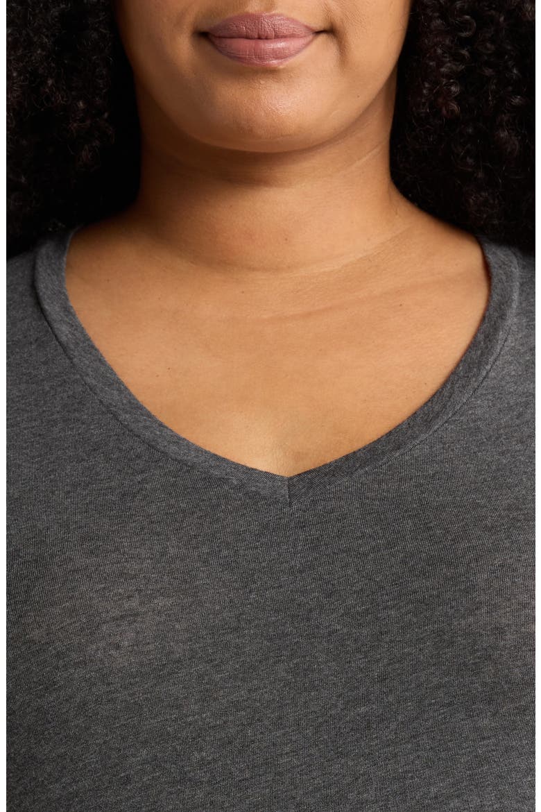 V-Neck Long Sleeve T-Shirt, Alternate, color, CHARCOAL