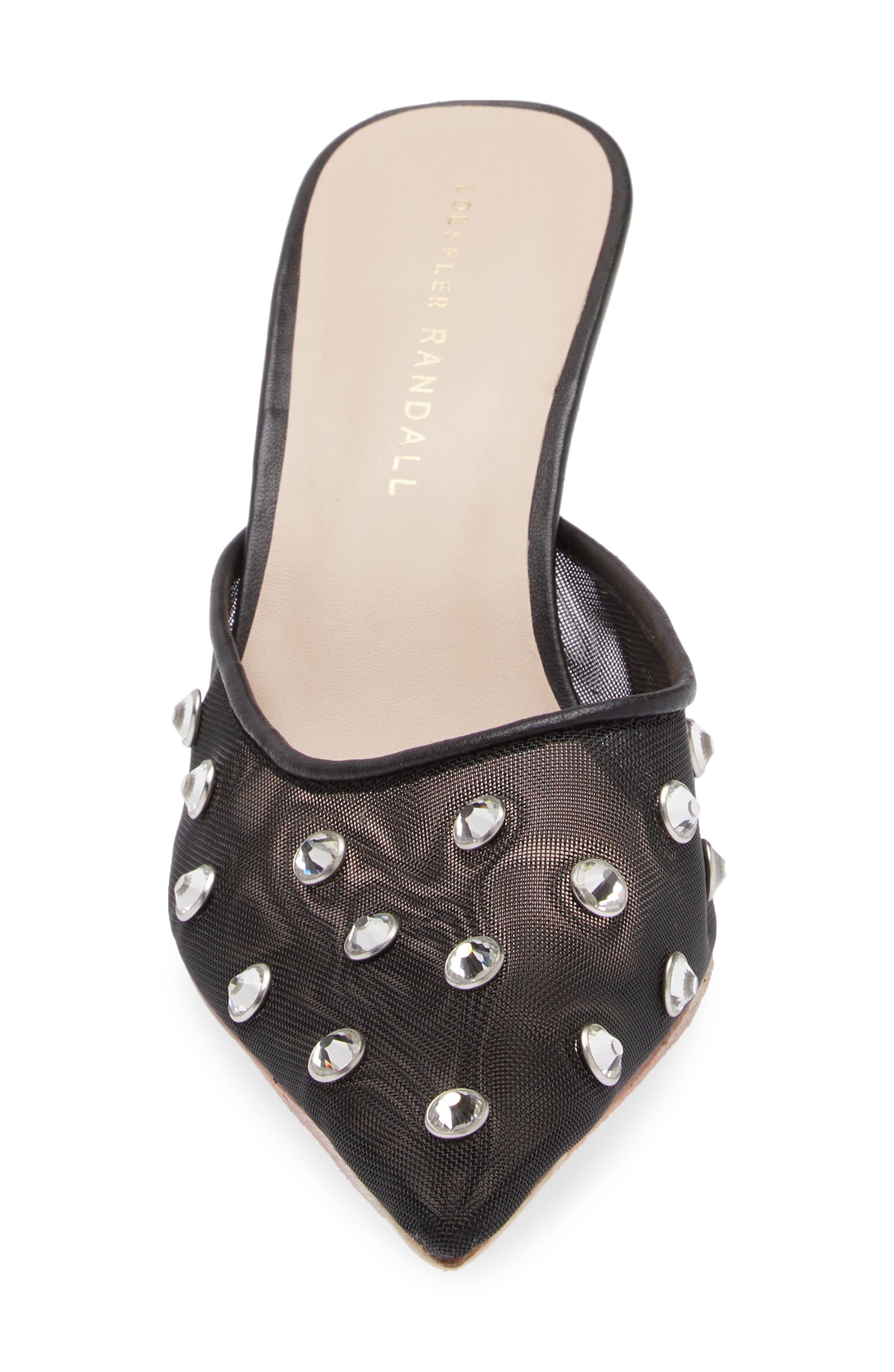 Loeffler Randall Paloma Embellished Pointed Toe Mule, Alternate, color, Black/ Crystal
