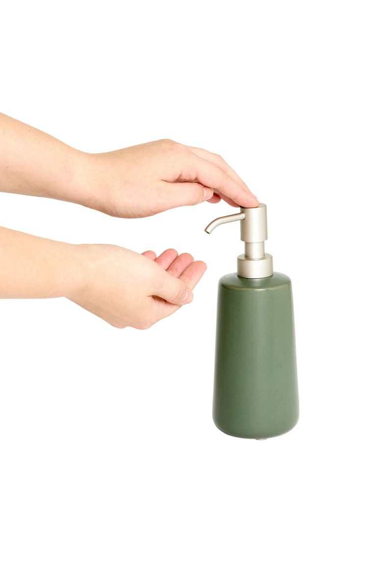 Ceramic Earth Collection Refillable Tall Soap Dispenser, Moss, Alternate, color, Moss