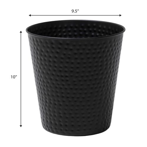 Happimess Axel Modern Minimalist Hammered Steel 2-gallon Wastebasket In Black
