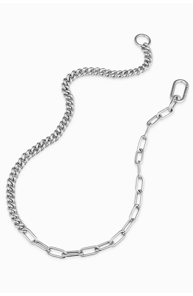 Oradina Sterling Silver Curb Clip Link Connector Clasp Necklace, Alternate, color, Silver