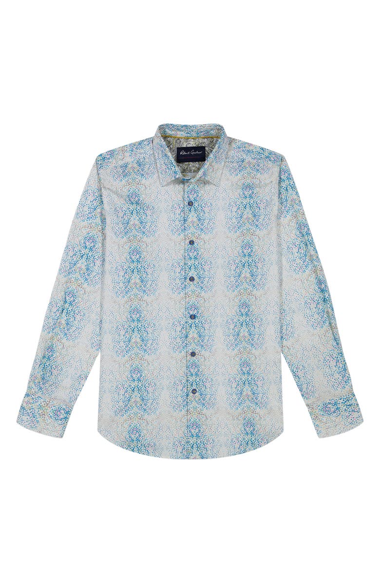 Robert Graham Fuerteventura Knit Button-Up Shirt, Alternate, color, Blue Multi