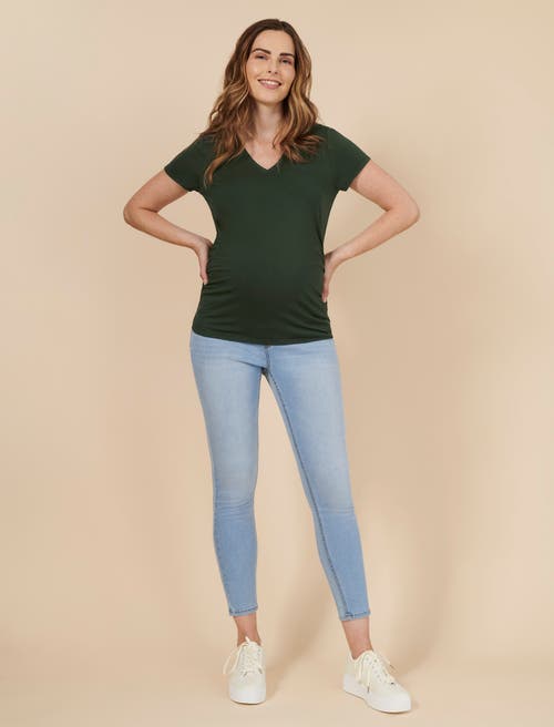 Motherhood Maternity Secret Fit Over The Belly Ankle Length Skinny Jeans In Light Wash