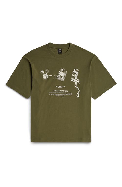 G-star Archive Boxy Organic Cotton Graphic T-shirt In Shadow Olive