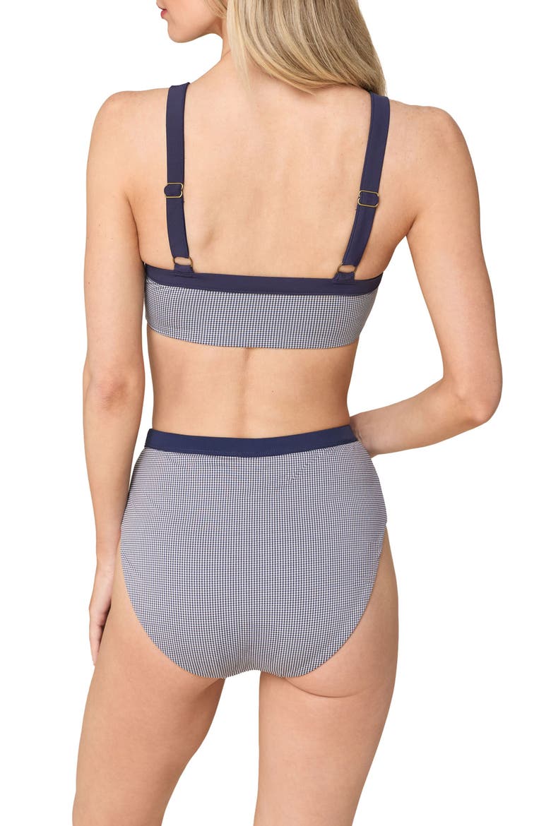 The Davenport Gingham High Waist Bikini Bottoms, Alternate, color, JUNIPER