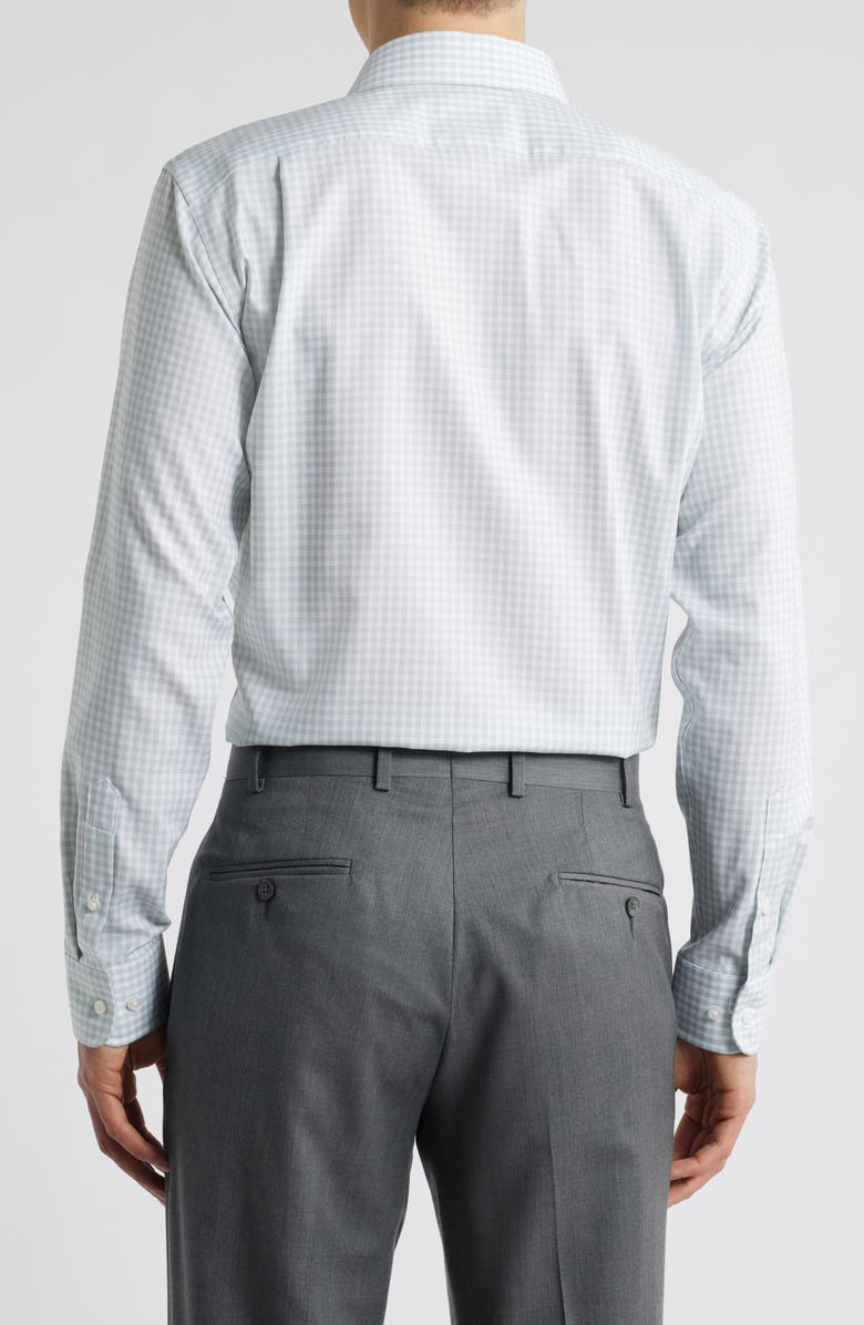 Nordstrom Premium Non-Iron Trim Fit Dress Shirt, Alternate, color, Green Gingham