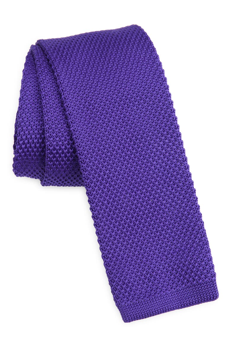 Royal Purple Knit Silk Tie, Main, color, PURPLE