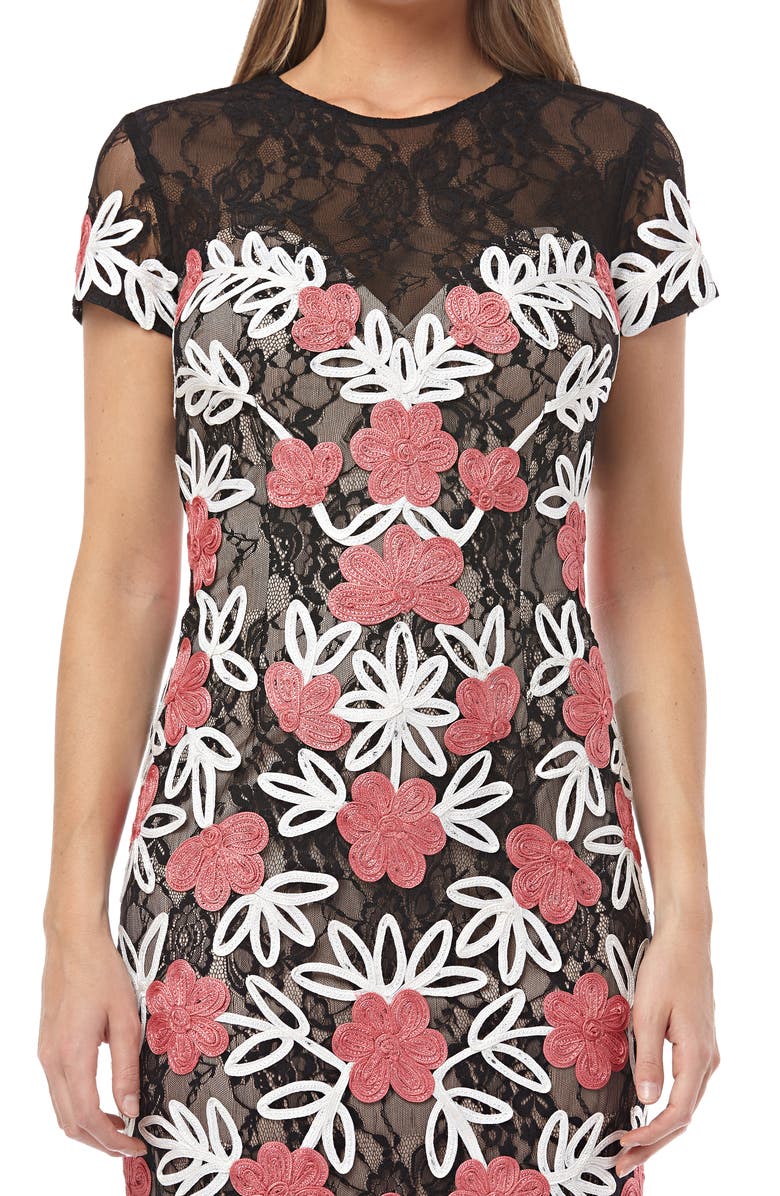 JS Collections Floral Two-Tone Embroidered Dress, Alternate, color,