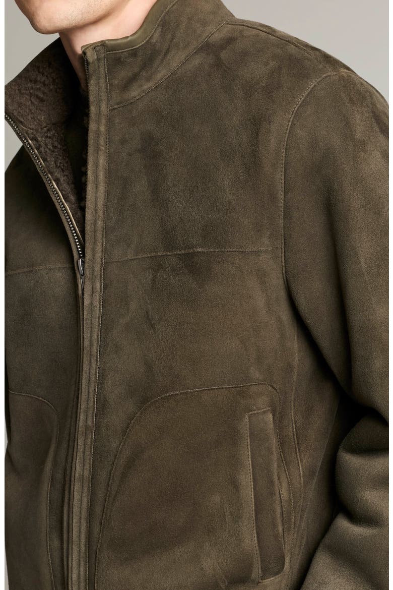 Genuine Shearling Funnel Neck Jacket, Alternate, color, DK CAPITAL