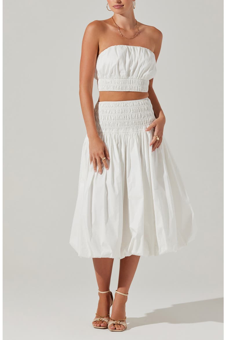 Alani Shirred Waist Bubble Hem Skirt, Alternate, color, WHITE
