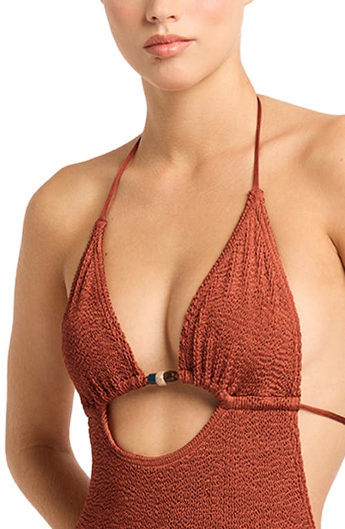 Bondeye Bond-eye Fowler Beaded One-piece Swimsuit In Bronze Shimmer