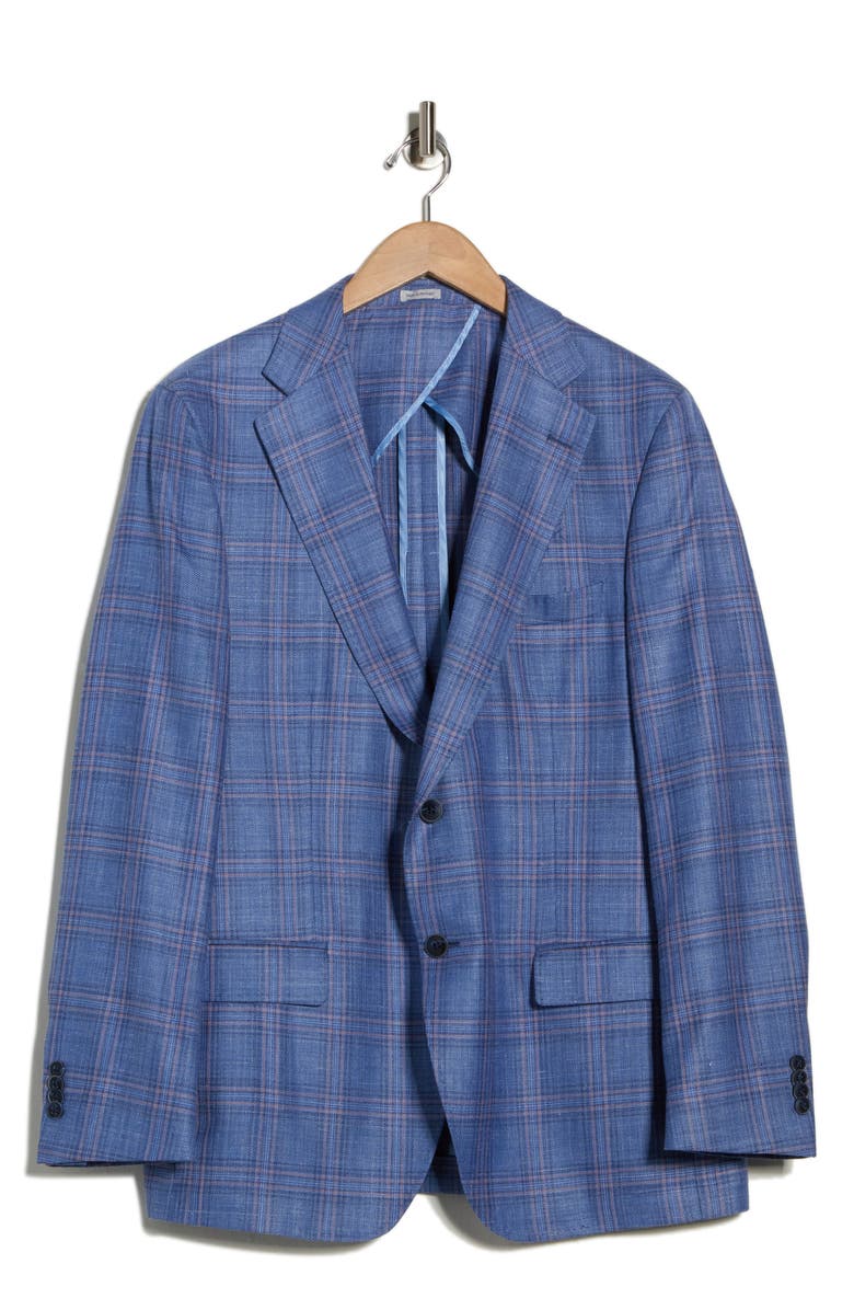 Peter Millar Plaid Wool Blend Sport Coat, Alternate, color, Light Blue