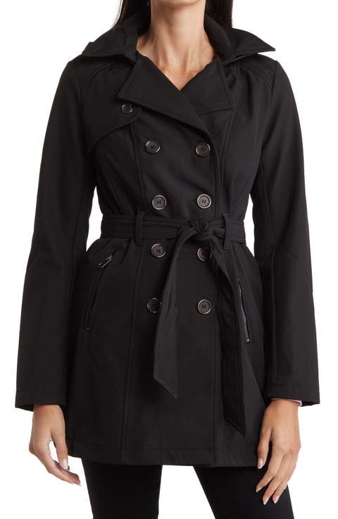 Water-Resistant Hooded Double-Breasted Trench Coat