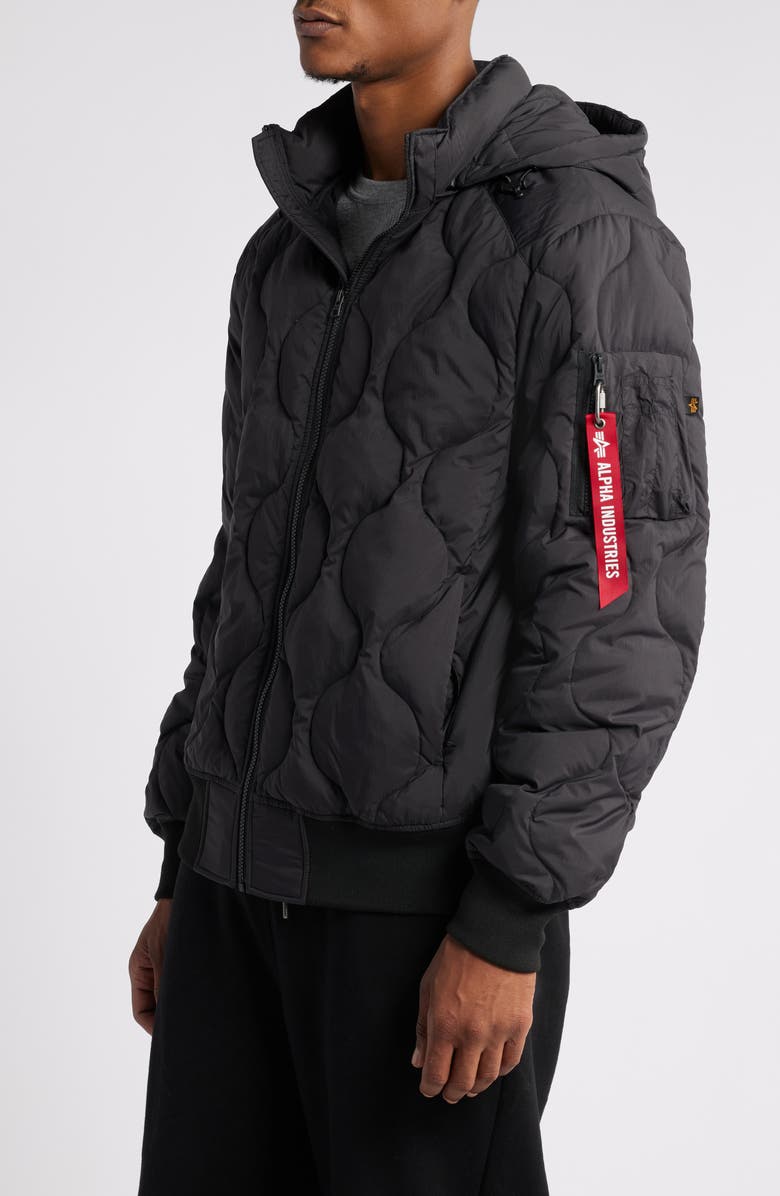Alpha Industries Lightweight Quilted Water Resistant Down Jacket, Alternate, color, Black