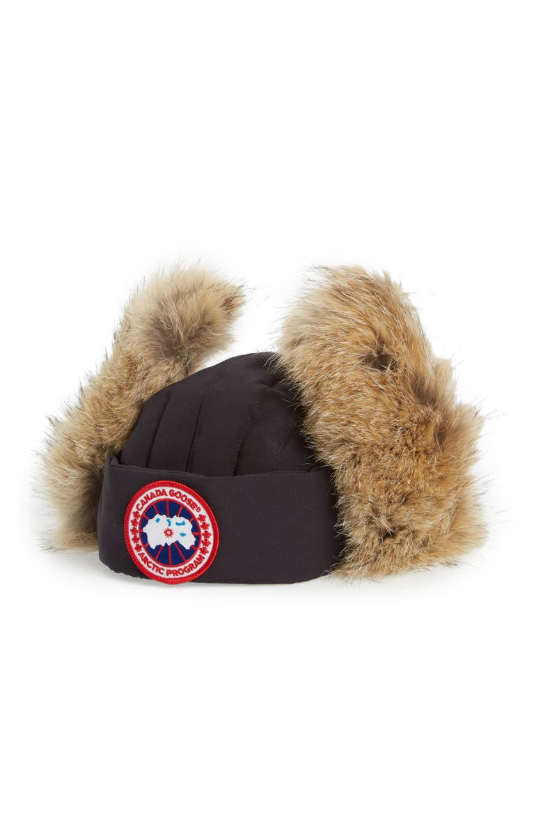 Canada Goose Down Fill Aviator Hat with Genuine Coyote Fur Trim, Alternate, color, 