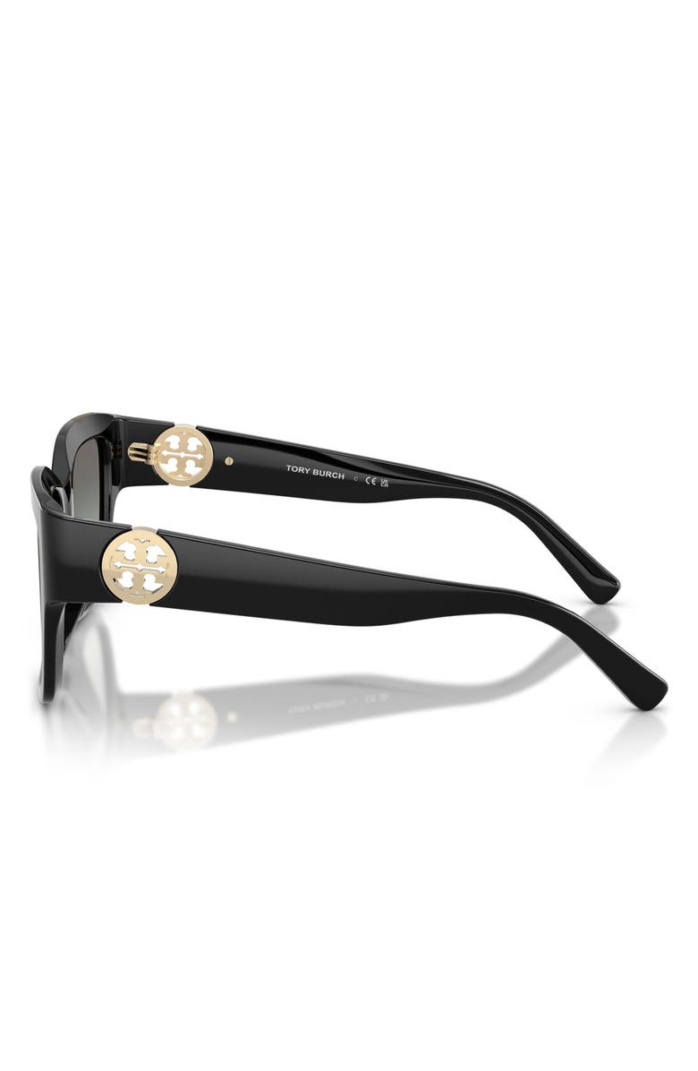 Tory Burch 52mm Gradient Polarized Square Sunglasses, Alternate, color, Black / Grey Gradient