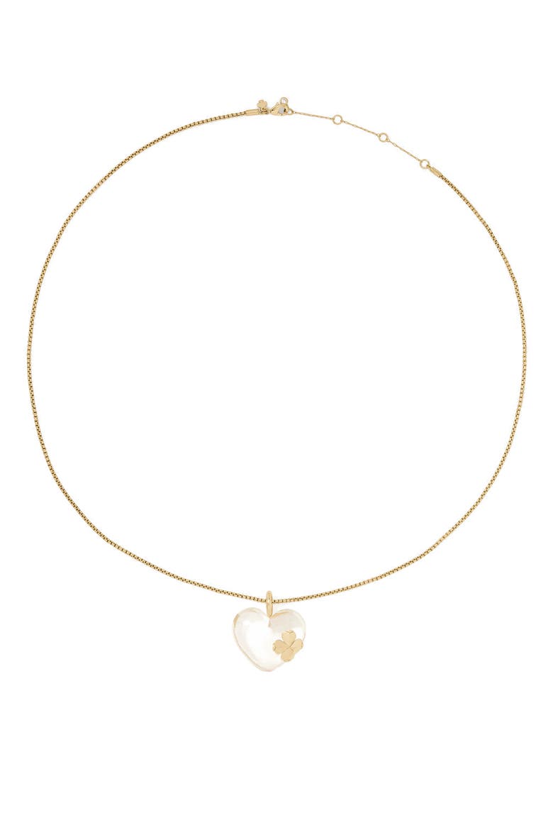 Lucite Heart Pendant Necklace, Alternate, color, CLEAR/ GOLD