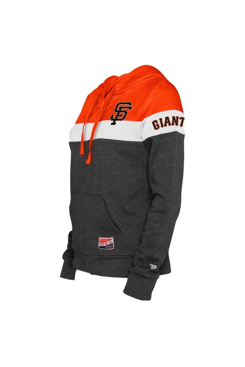 Women's New Era Heather Black San Francisco Giants Colorblock Full-Zip Hoodie Jacket, Alternate, color, Heather Black