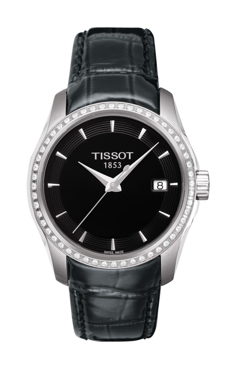 Tissot Women's Couturier Embossed Leather Strap Watch, 32mm, Main, color, 