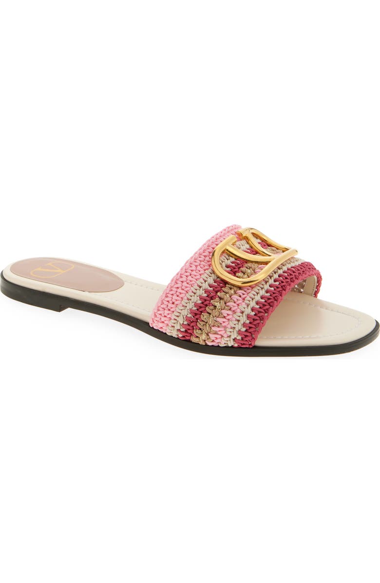 Valentino Garavani VLOGO Crochet Slide Sandal, Main, color,