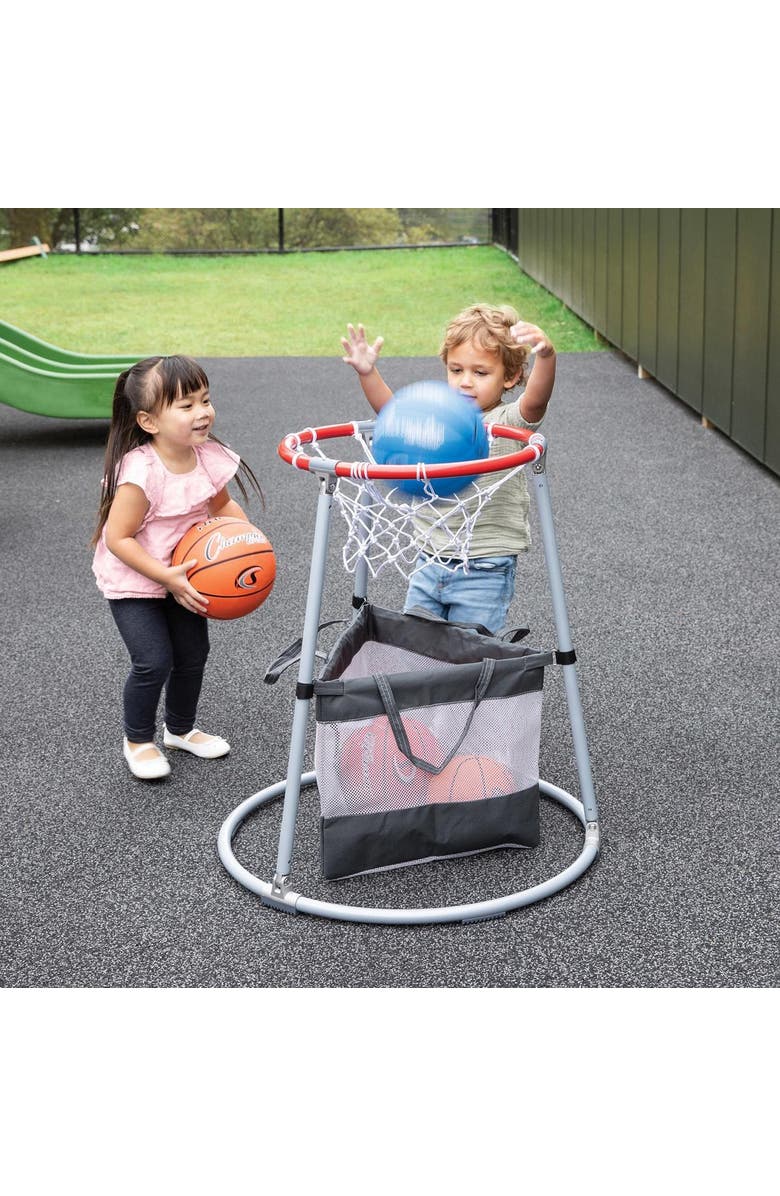 Kaplan Early Learning Company Toddler Basketball Hoop with Storage Bag, Alternate, color, Gray