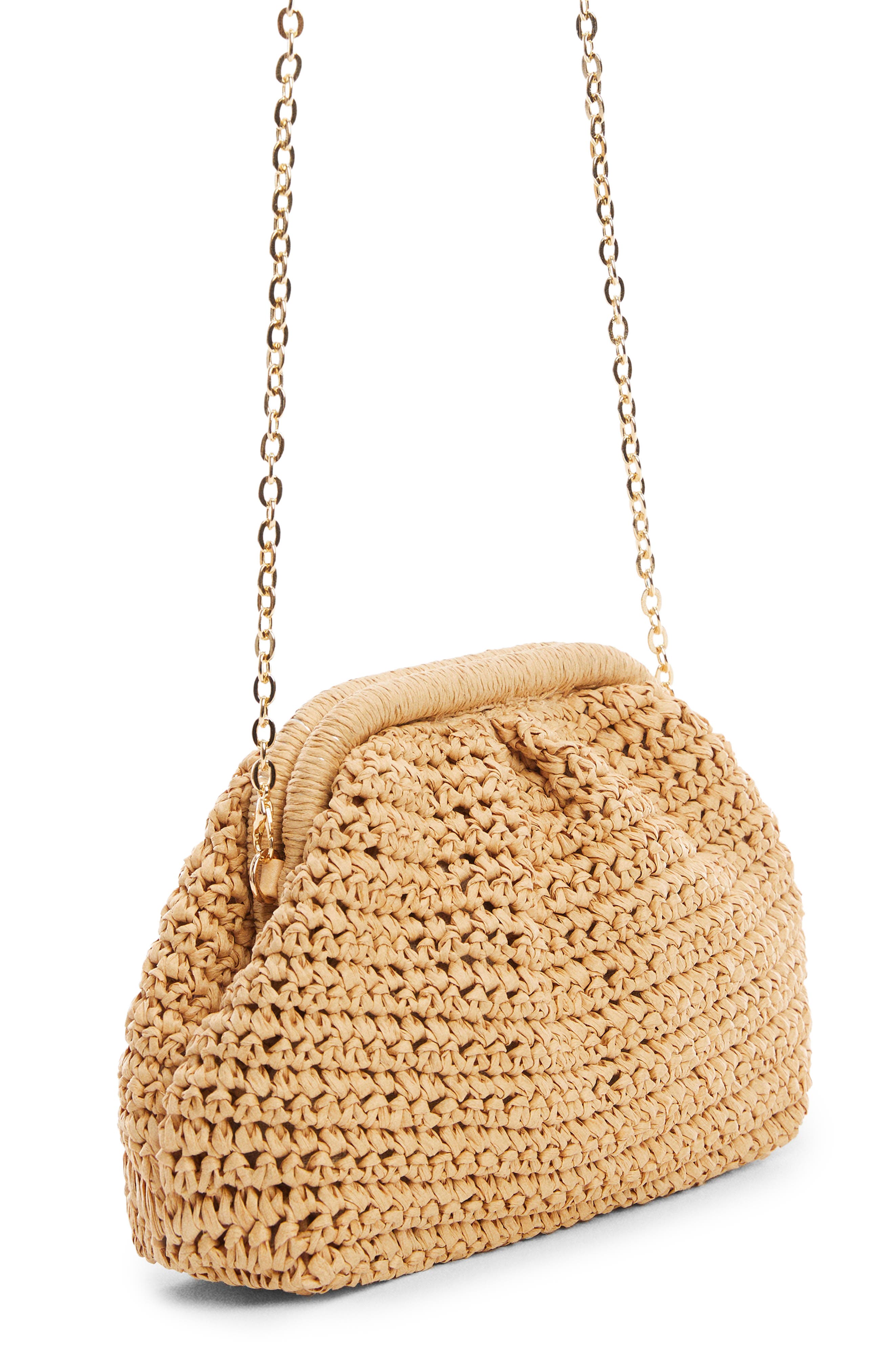 MANGO Amalfi Crochet Straw Clutch, Main, color, 