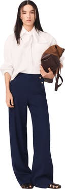maje Linen-blend sailor trousers