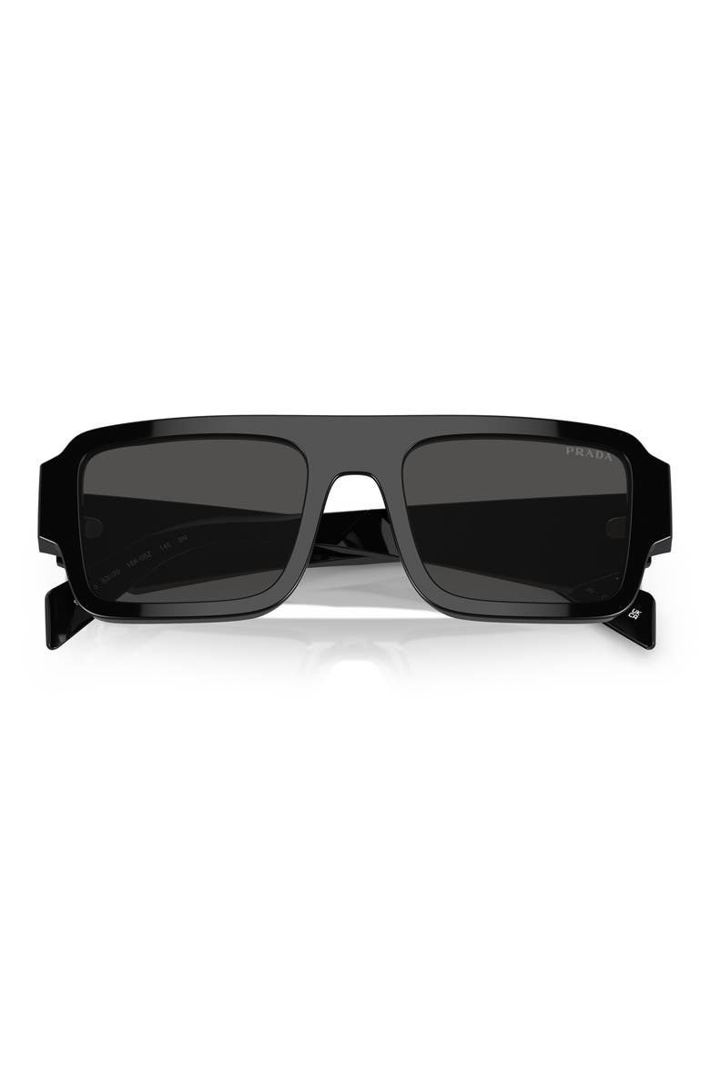 53mm Rectangular Sunglasses, Alternate, color, BLACK