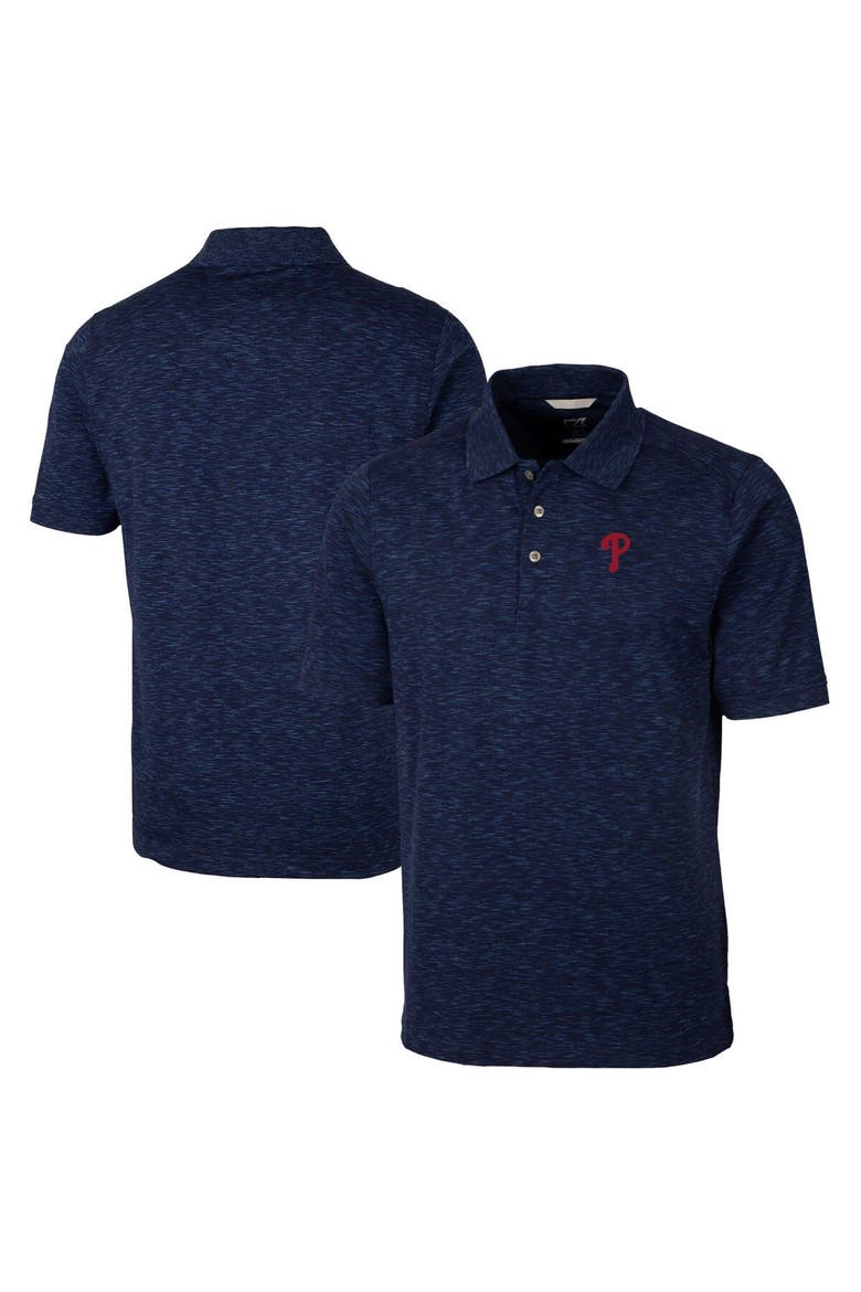 Men's Cutter & Buck Heathered Navy Philadelphia Phillies Advantage Space Dye Tri-Blend Polo, Alternate, color, Heather Navy