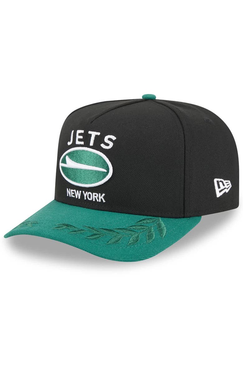 Men's New Era  Black/Green New York Jets 2025 NFL Draft A-Frame 9FIFTY Snapback Hat, Main, color, Black