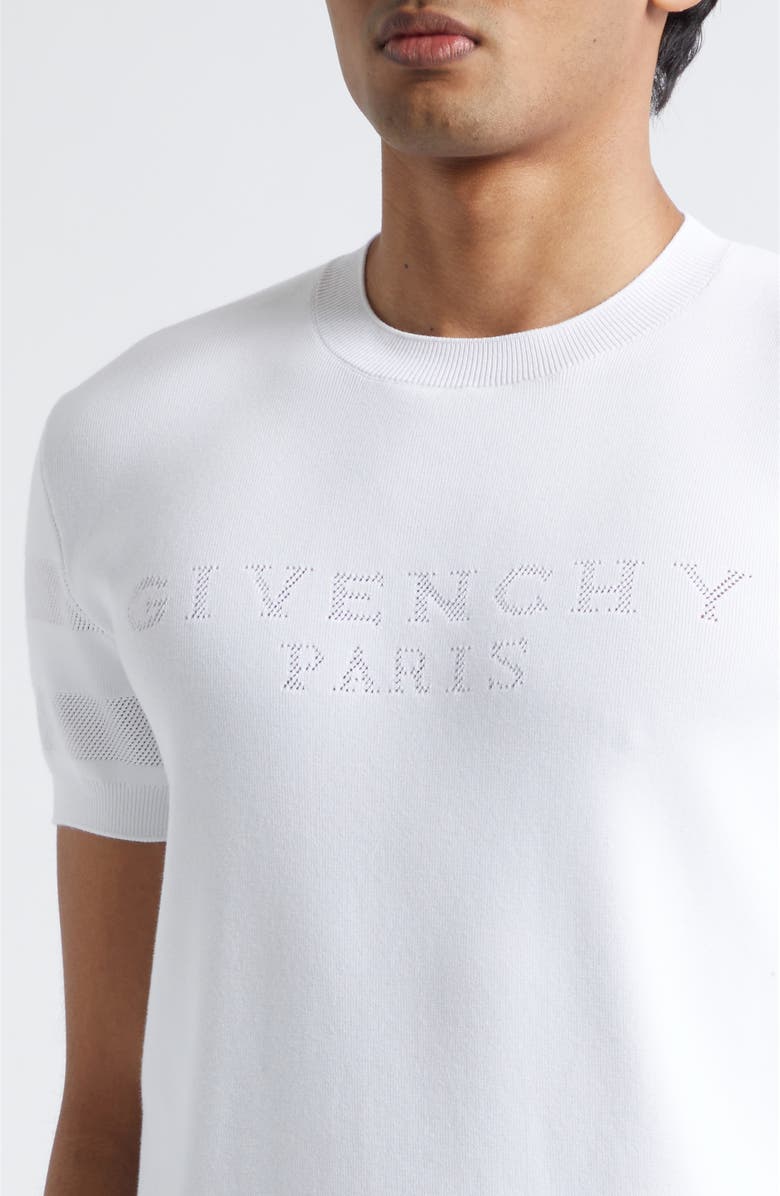 Givenchy Short Sleeve Cotton Blend Logo Sweater, Alternate, color, White