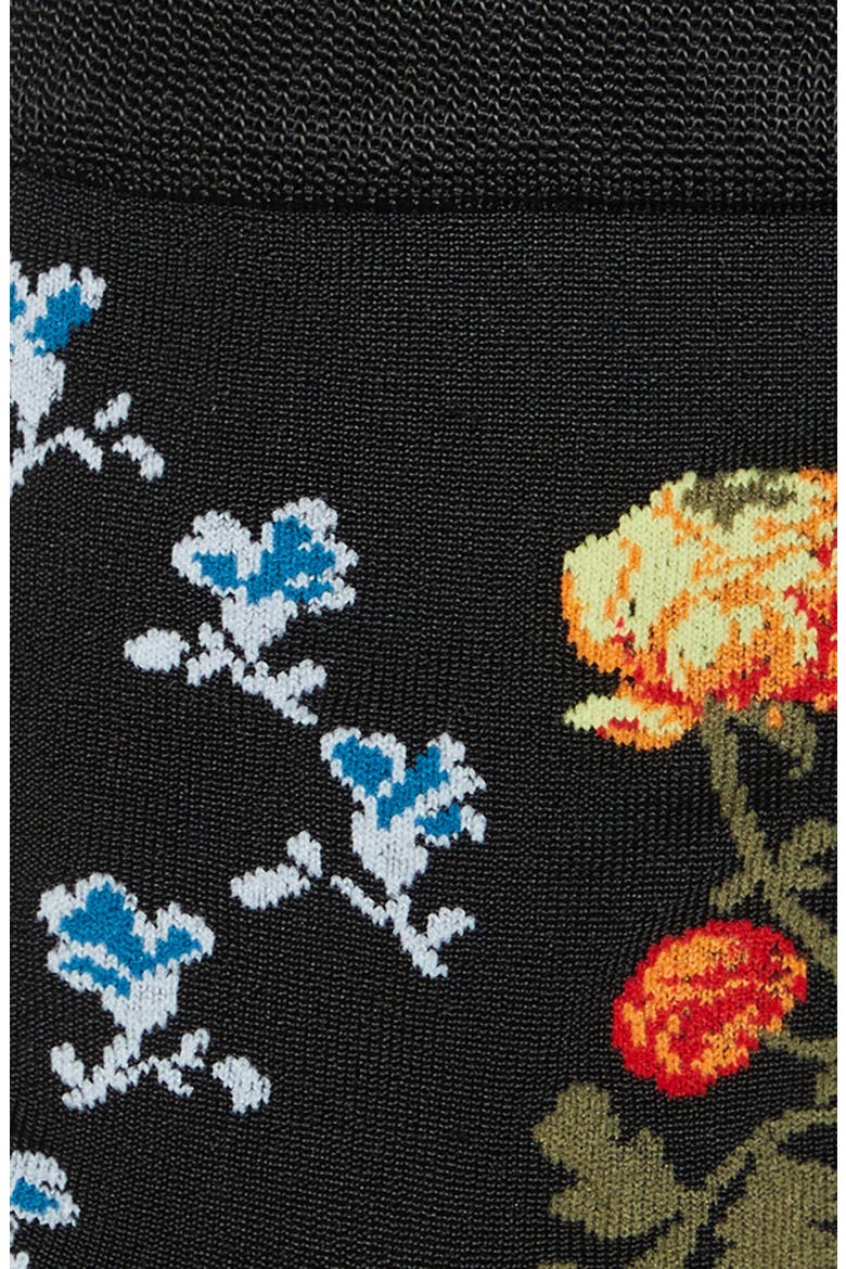 Creeping Flower Jacquard Ankle Socks, Alternate, color, CREEPING/ BLACK