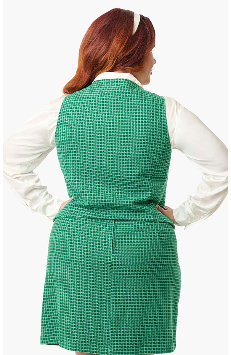 Unique Vintage Plus Size 1960s Scoop Neck Vest, Alternate, color, Green Houndstooth
