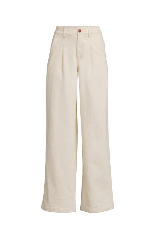 LANDS' END LANDS' END PLUS SIZE HIGH RISE SOFT DENIM PLEATED WIDE LEG TROUSERS