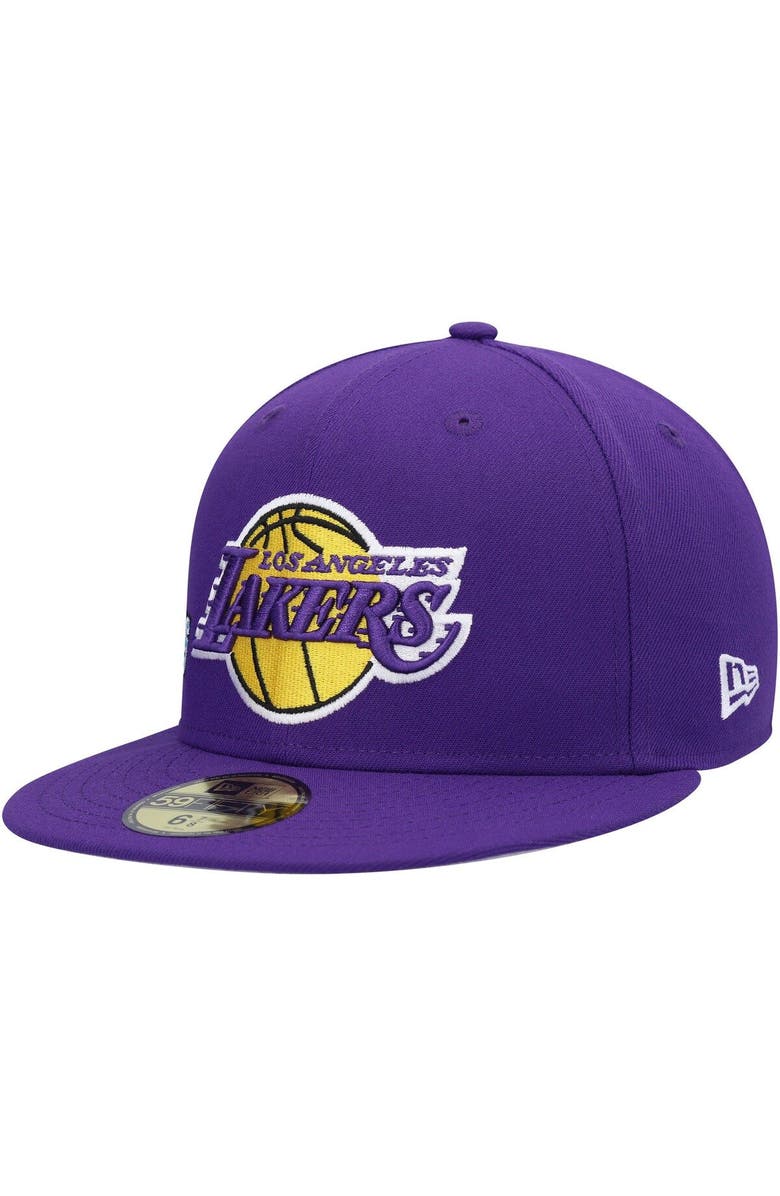 New Era Men's New Era Purple Los Angeles Lakers Stateview 59FIFTY Fitted Hat, Alternate, color, 