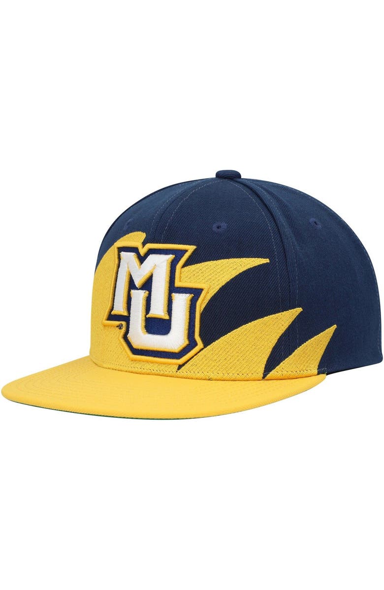Mitchell & Ness Men's Mitchell & Ness Gold/Navy Marquette Golden Eagles Sharktooth Snapback Hat, Main, color, Gold