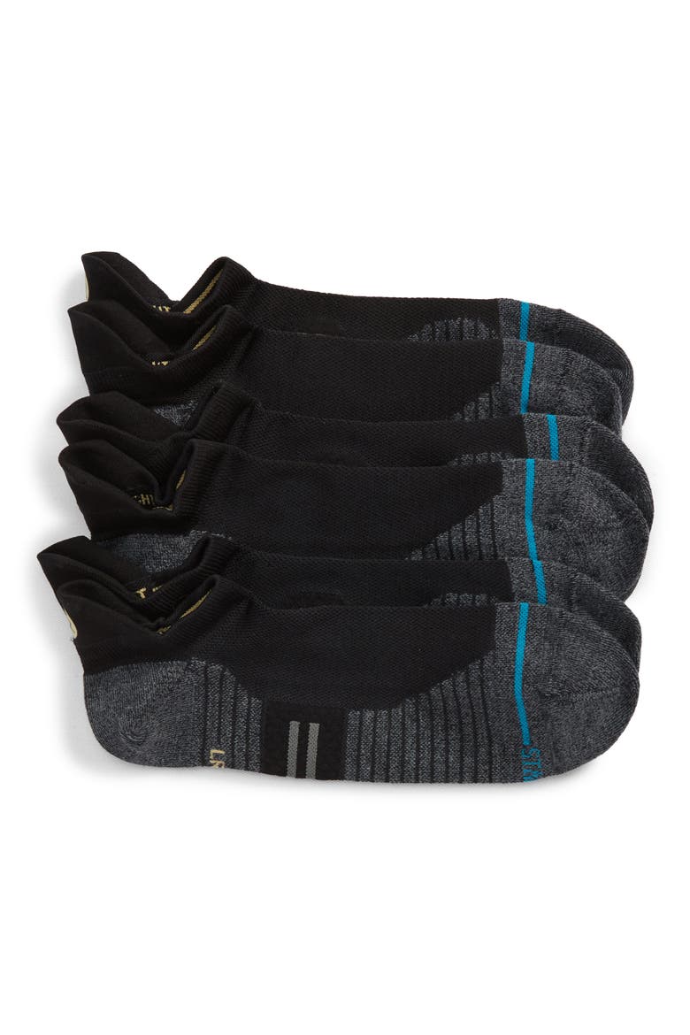 3-Pack Run Light No-Show Socks, Main, color, BLACK