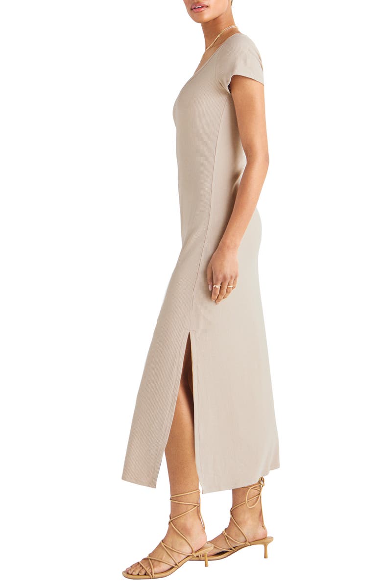 Splendid Iva Rib Midi Dress, Alternate, color, Fawn