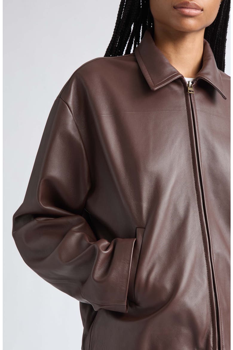 Lambskin Leather Blouson Jacket, Alternate, color, CHOCOLATE BROWN