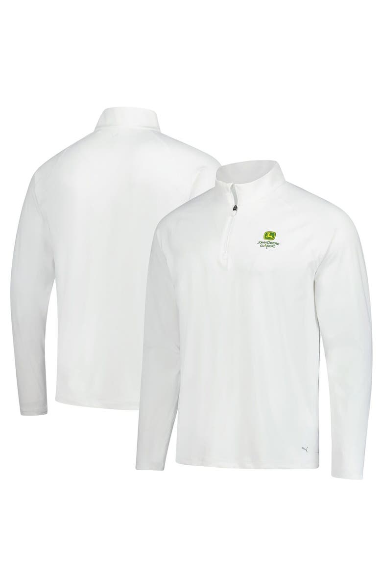 PUMA Men's Puma White John Deere Classic You-V Quarter-Zip Pullover, Main, color,
