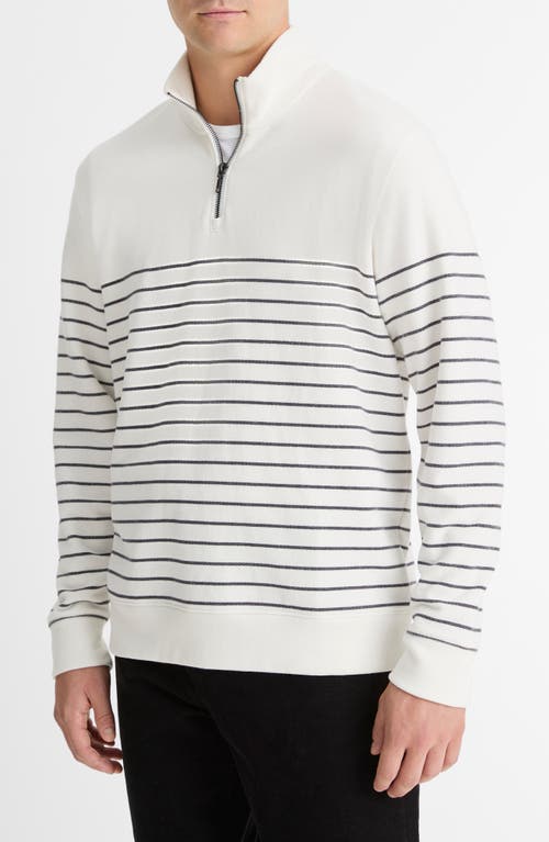 Vince Stripe Sueded Quarter-zip Top In Neutral