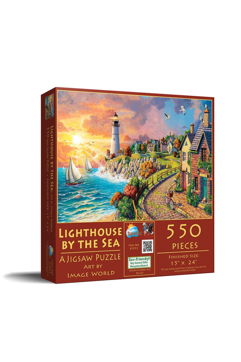 Lighthouse by the Sea 550 piece Jigsaw Puzzle for Adults, Main, color, Multicolor