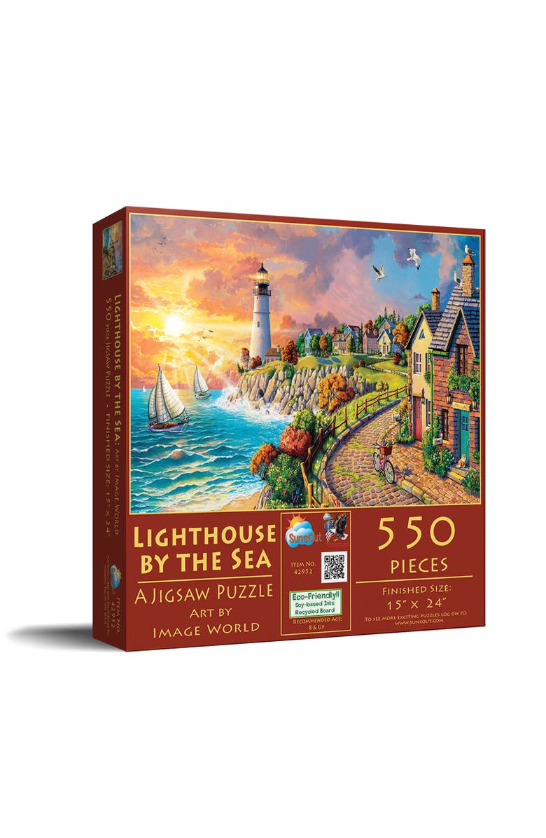 Sunsout Lighthouse by the Sea 550 piece Jigsaw Puzzle for Adults, Main, color, Multicolor