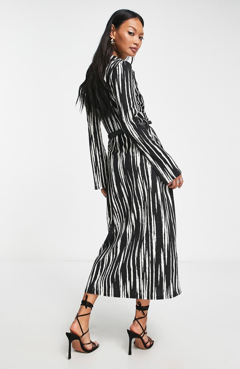 ASOS DESIGN Belted Long Sleeve Midi Dress, Alternate, color, 