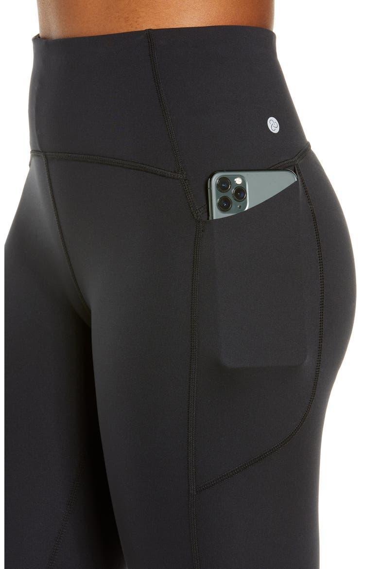 Run High Waist Pocket Performance Ankle Leggings, Alternate, color, BLACK