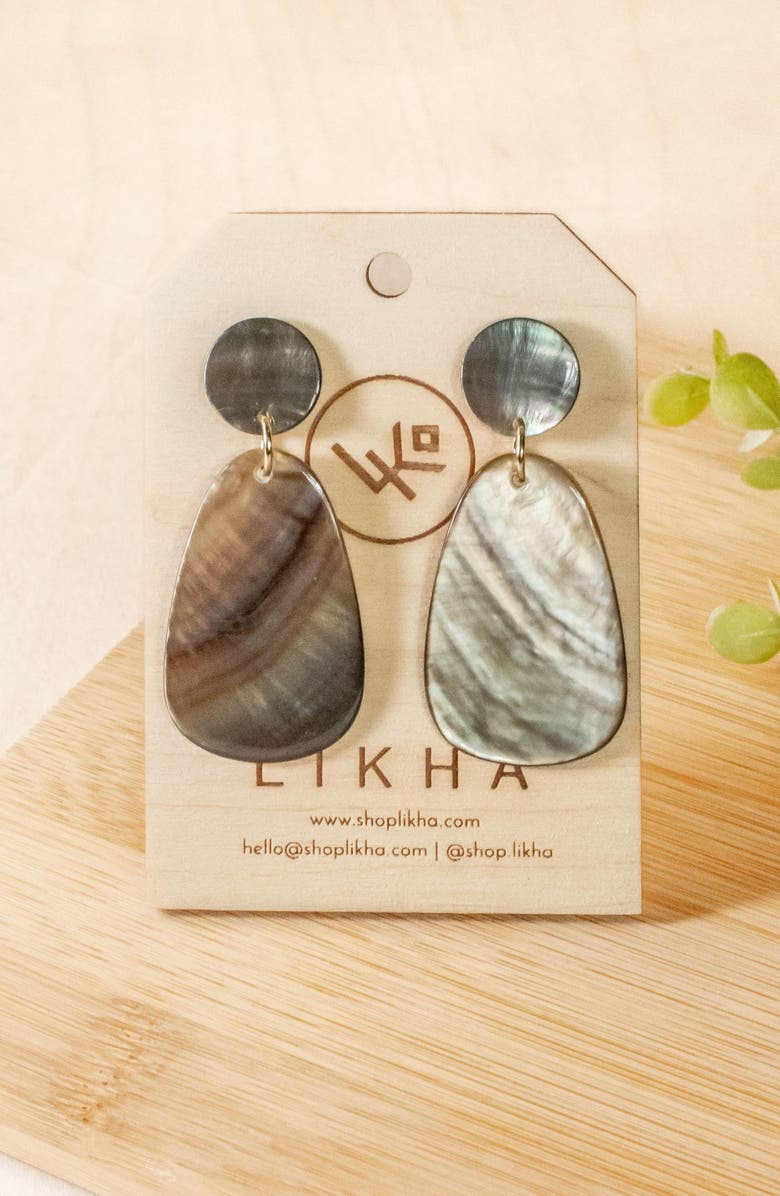 LIKHA Mother-of-Pearl Round & Trapezoid Drop Earrings, Alternate, color, Black