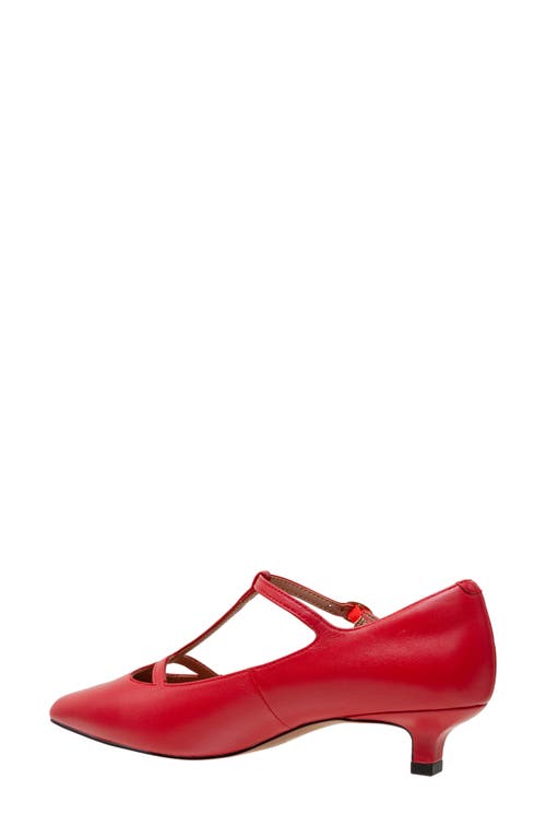 Linea Paolo Celia Pointed Toe T-strap Pump In Red