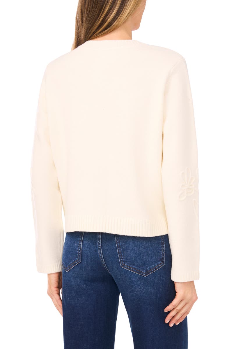 CeCe Floral Soutache Cardigan, Alternate, color, Buttercream