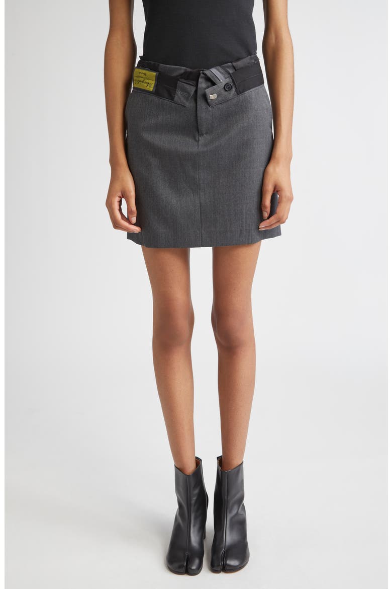 Released Waistband Stretch Gabardine Miniskirt, Main, color, DARK GREY MELANGE